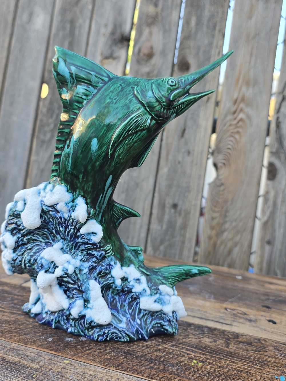 Green Ceramic Marlin Sculpture